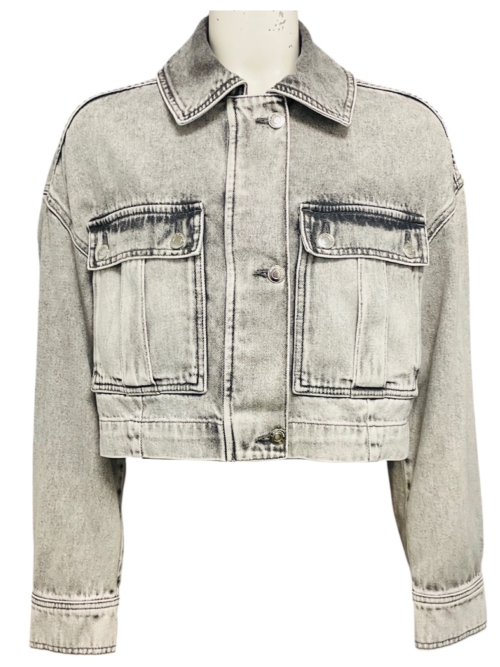IRO MIXED GREY ALESSIO DENIM TRUCKER JACKET